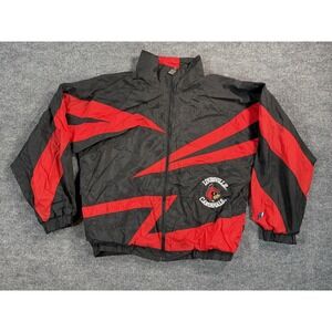 Vintage Louisville Cardinals Jacket Mens Medium Black NCAA Shark Tooth Pro Stuff